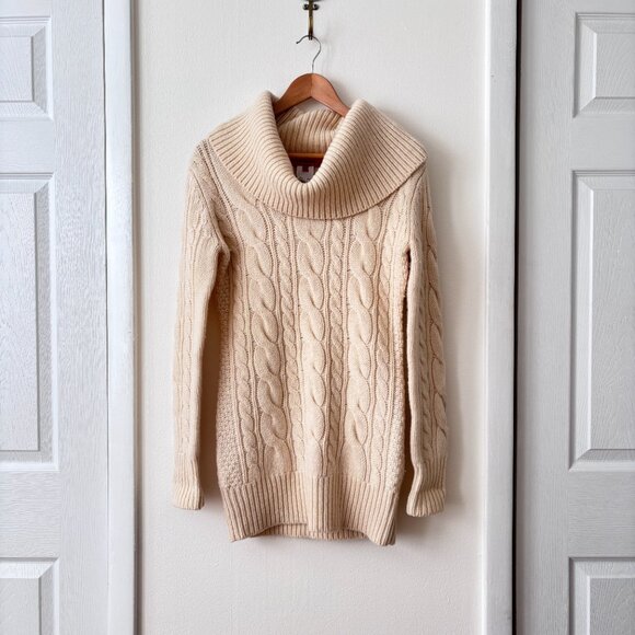 L.K. Bennett Cream Cable Knit Cowl Neck Lambswool Sweater - Picture 2 of 7